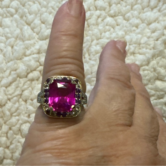 Pink sapphire 7.5 carats in yellow gold - Picture 6 of 11